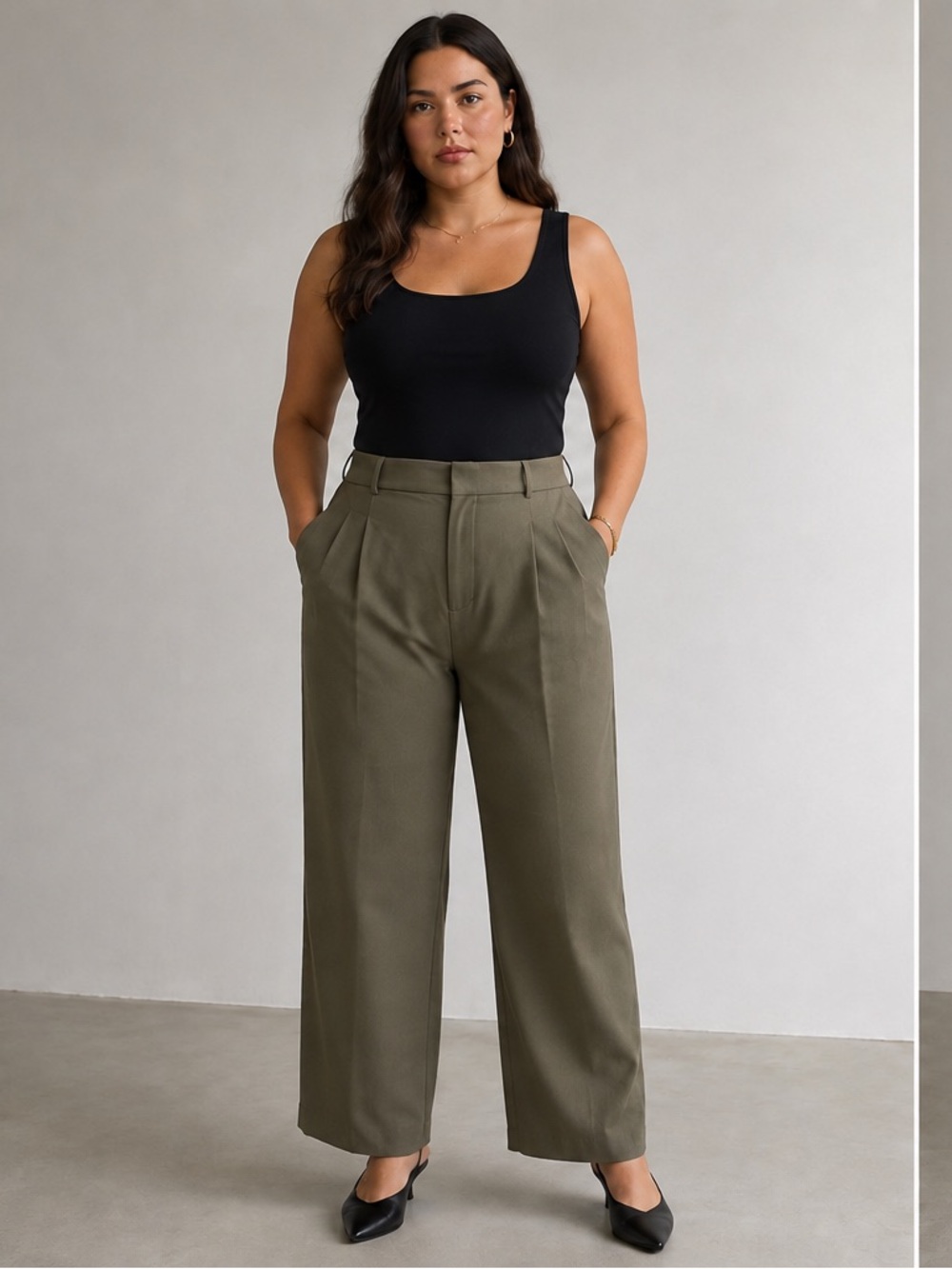Steve Madden Women’s Pleated 90’s Olive Corporate Minimalist Dress Pants XL